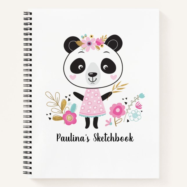 Personalised Artist Pink White Sketchbook Notebook (Front)