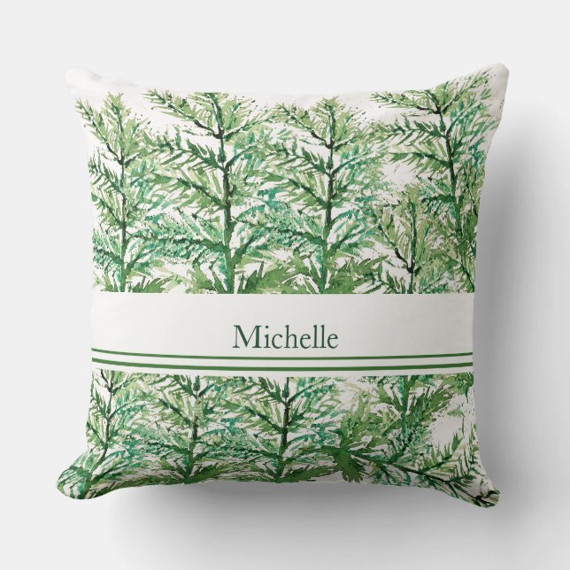 Personalised Artistic Hand-painted Tree Pattern Cushion (Front)