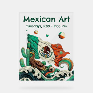 Personalised Artistic Mexican flag and eagle Acrylic Sign