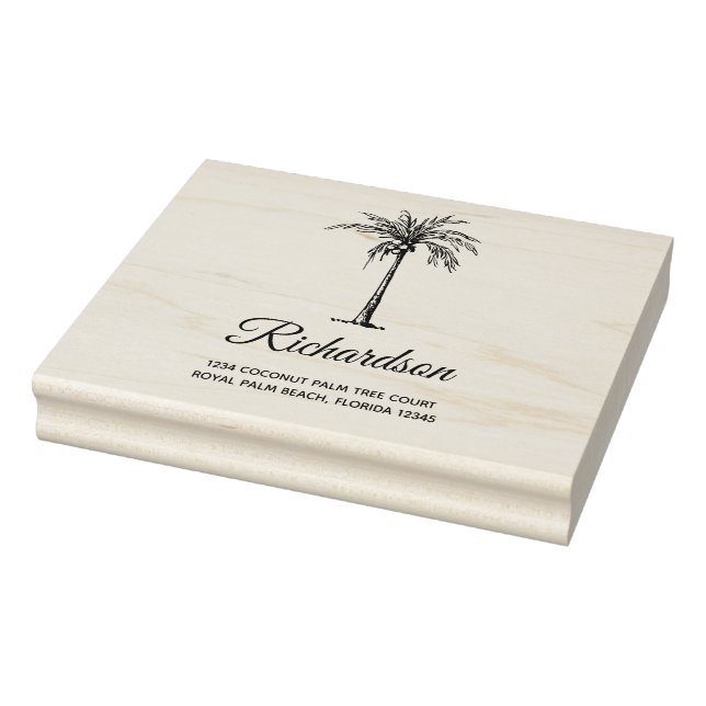 Personalised Artistic Palm Tree Modern Script Rubber Stamp (Stamp)