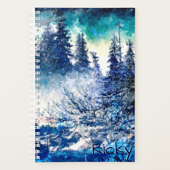 Personalised Artistic Winter Mountain Landscape Planner (Front)