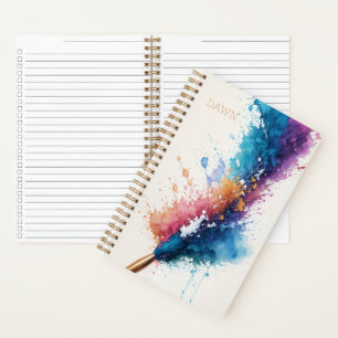 Personalised Artist's Brush Watercolor Splash  Notebook