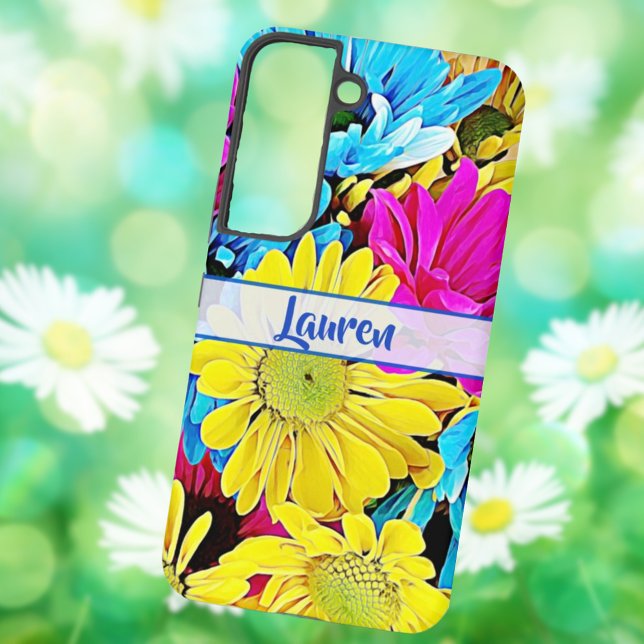 Personalised Artsy Floral Daisy Name  Samsung Gala Galaxy S22 Case (Creator Uploaded)
