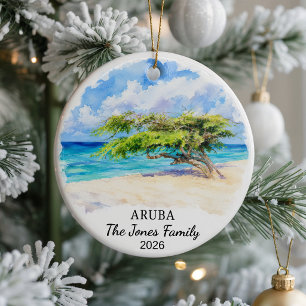 Personalised Aruba Ceramic Ornament, Custom Caribb Tree Decoration