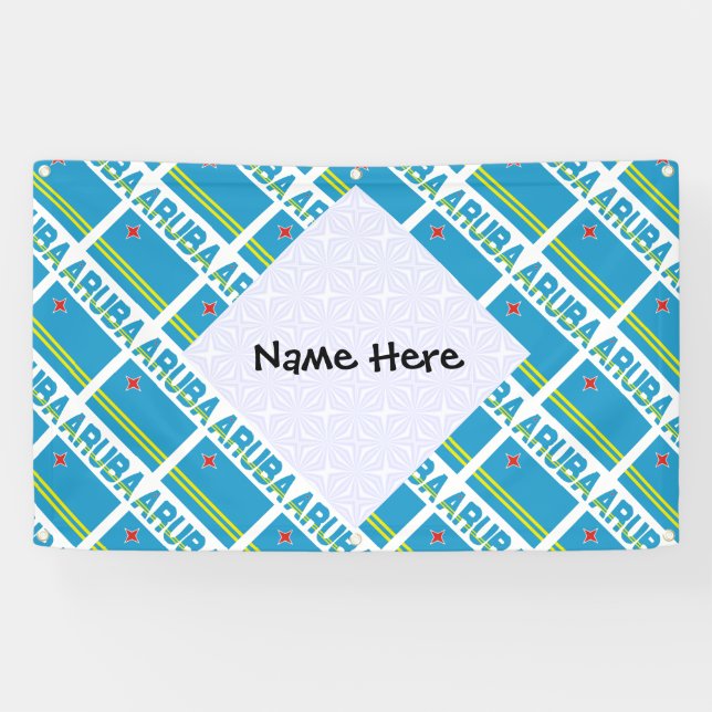 Personalised Aruba Flag Tiled Banner (Horizontal)