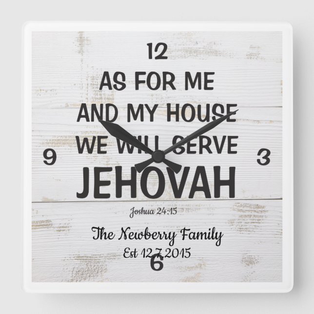 Personalised "As for me and my house" wall clock (Front)