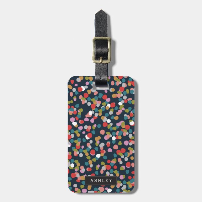 Personalised | Ashley Dots Luggage Tag (Front Vertical)