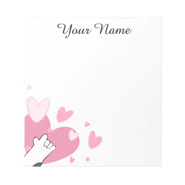 Personalised ASL I Love You Kitten Hearts Notepad (Front)