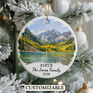 Personalised Aspen Ornament, Custom Colorado State Ceramic Tree Decoration