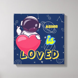 Personalised Astronaut Affirmation Art   Loved Canvas Print