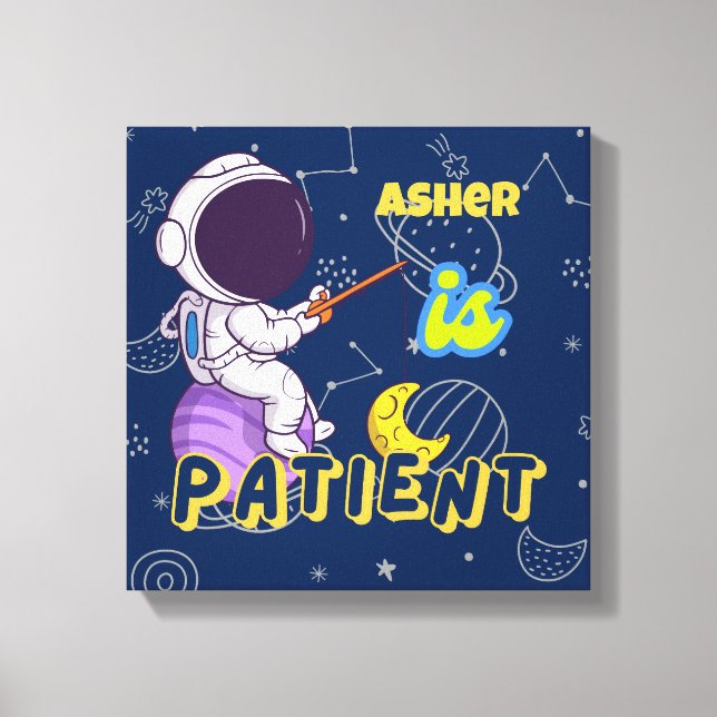 Personalised Astronaut Affirmation Deco | Patient Canvas Print (Front)
