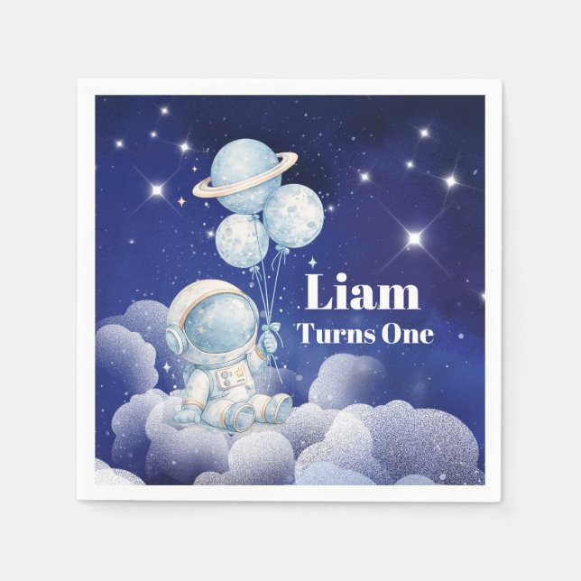 Personalised Astronaut Birthday Napkin (Front)