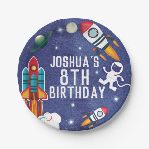 Personalised Astronaut Outer Space Birthday Party Paper Plate