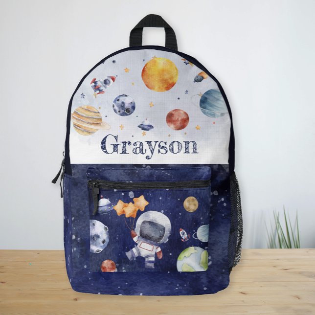 Personalised Astronaut Planet Galaxy Kids Printed Backpack (Personalized Astronaut Planet Galaxy Kids Printed Backpack)