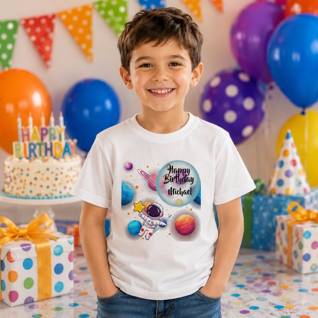 Personalised Astronaut & Planets Birthday T-Shirt (Creator Uploaded)