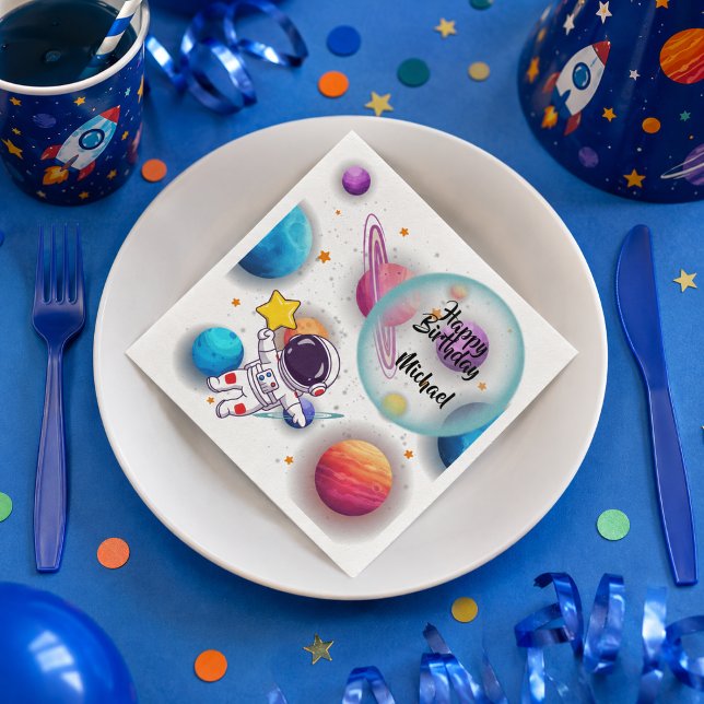 Personalised Astronaut & Planets Party Napkins (Creator Uploaded)