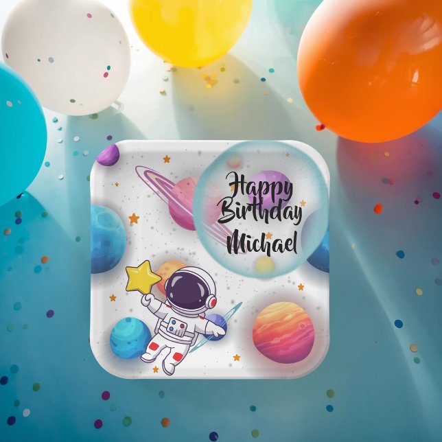Personalised Astronaut & Planets Party Plates (Creator Uploaded)