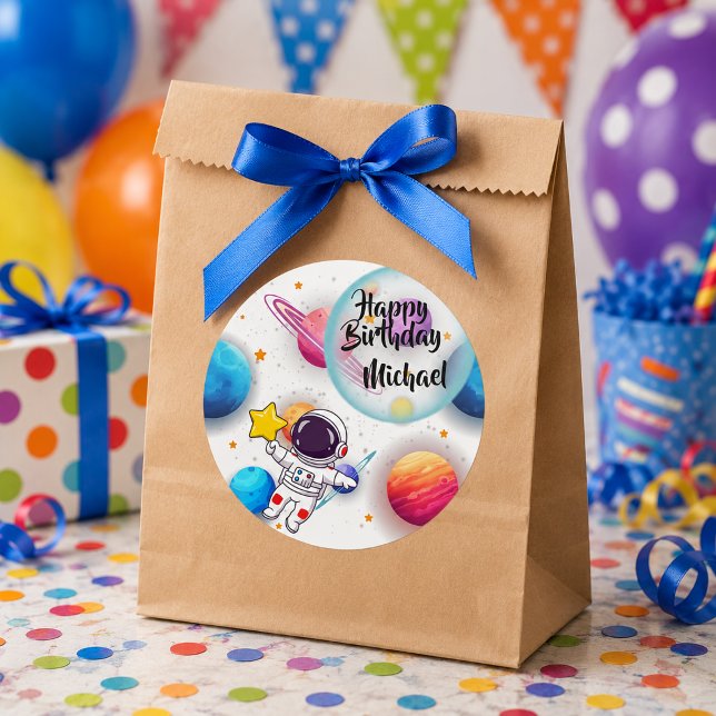 Personalised Astronaut & Planets Party Stickers (Creator Uploaded)