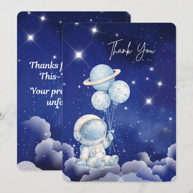 Personalised Astronaut Thank You Card (Front/Back)