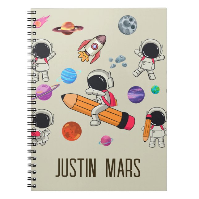 Personalised Astronauts and Planets Back to School Notebook (Front)
