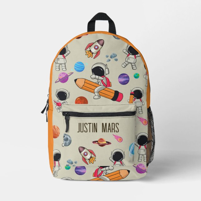 Personalised Astronauts and Planets Back to School Printed Backpack (Front)