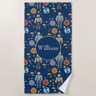 Personalised Astrounaut Space Man Colourful Beach Towel