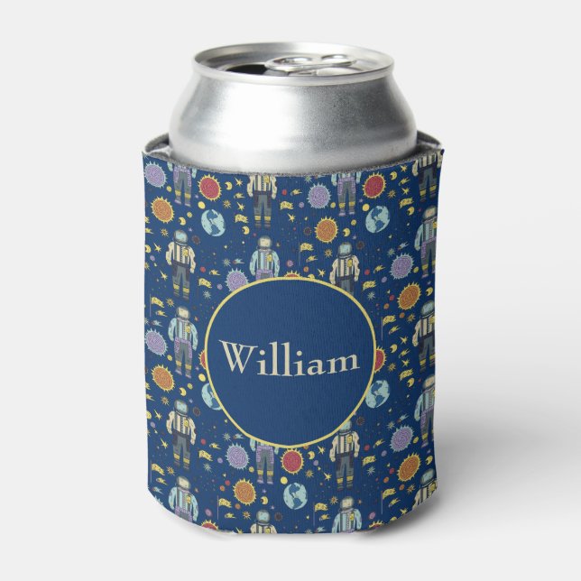 Personalised Astrounaut Space Man Colourful Can Cooler (Can Front)