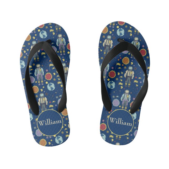 Personalised Astrounaut Space Man Colourful Kid's Jandals (Footbed)