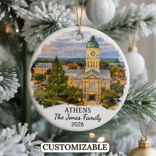 Personalised Athens Ornament, Custom Georgia Ceramic Tree Decoration