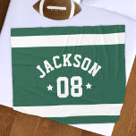 Personalised Athlete Name and Number Forest Green Fleece Blanket<br><div class="desc">Personalised sports fleece blanket for athletes features a first or last name in curved sporty lettering along with a team number. Wide horizontal stripes and stars accent this simple and stylish design. The colour scheme of forest green and white can be modified to coordinate with your club or school colours....</div>