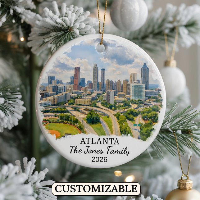 Personalised Atlanta Ornament, Custom Georgia Ceramic Tree Decoration (Creator Uploaded)