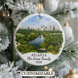 Personalised Atlanta Ornament, Custom Georgia Ceramic Tree Decoration