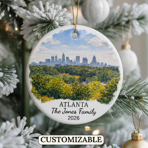 Personalised Atlanta Ornament, Custom Georgia Ceramic Tree Decoration