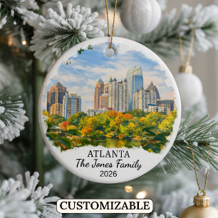 Personalised Atlanta Ornament, Custom Georgia Ceramic Tree Decoration