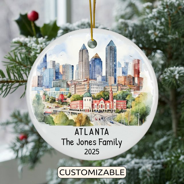Personalised Atlanta Ornament, Georgia Ceramic Tree Decoration (Creator Uploaded)