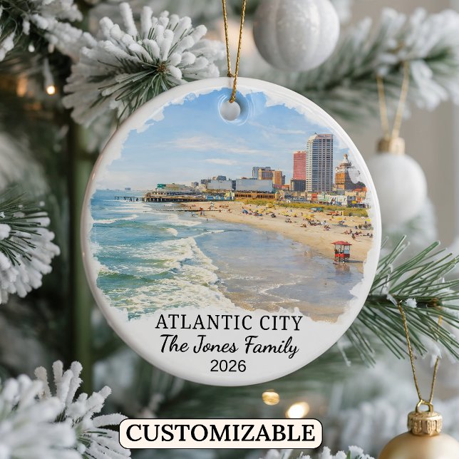 Personalised Atlantic City Ornament, New Jersey Ceramic Tree Decoration (Creator Uploaded)