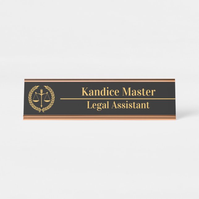 Personalised Attorney Name Paralegal Lawyer Law Desk Name Plate (Front)