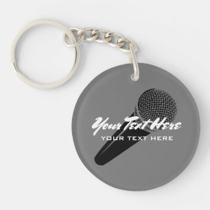 Personalised audio mic microphone icon keychain