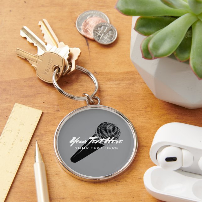 Personalised audio mic microphone logo keychains (Desk)