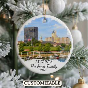 Personalised Augusta Ornament, Custom Georgia Ceramic Tree Decoration