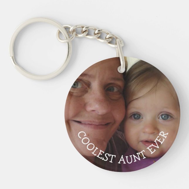 Personalised Aunt and Niece or Nephew Photo gift Key Ring (Front)
