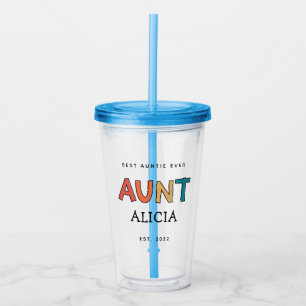 Personalised Aunt Retro Gift Best Auntie Ever Cute Acrylic Tumbler