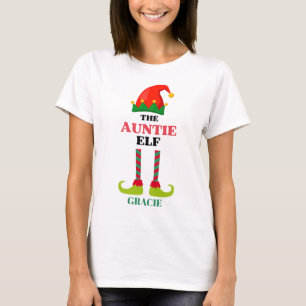 Personalised Auntie Elf Holiday T-Shirt