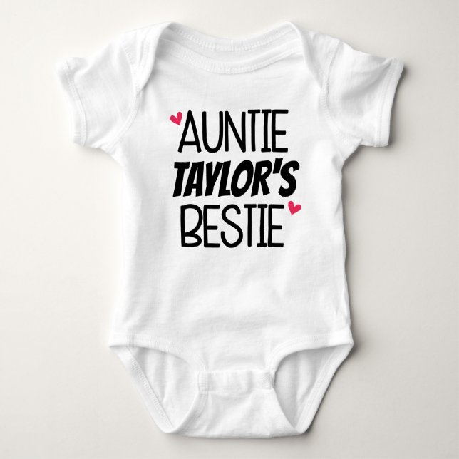 Personalised Auntie's Bestie Baby Outfit Bodysuit (Front)