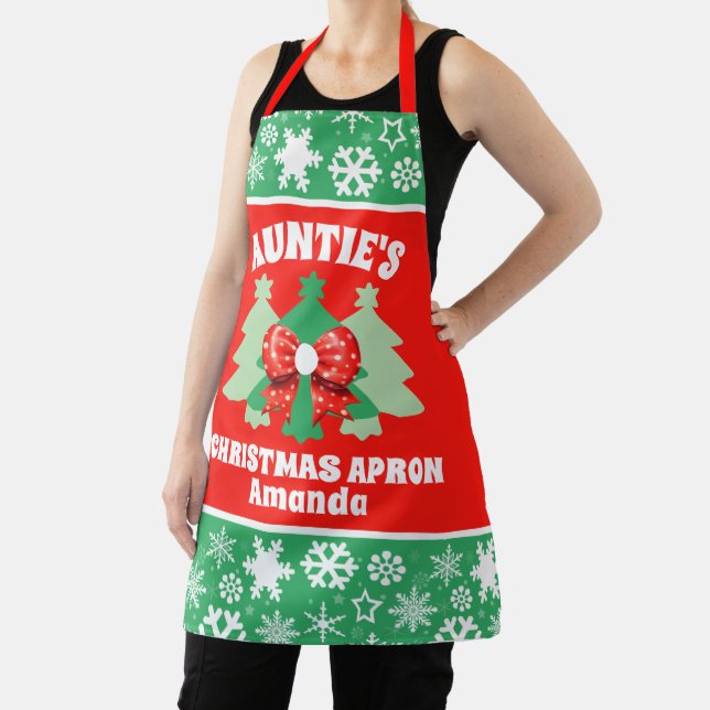 Personalised Auntie's Christmas Gift Apron (Insitu)