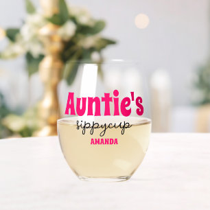 Personalised Auntie's Sippy Cup  Stemless Wine Glass