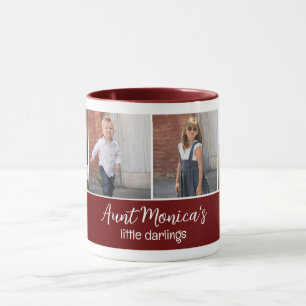 Personalised Aunt's Darlings with 4 Square Photos Mug