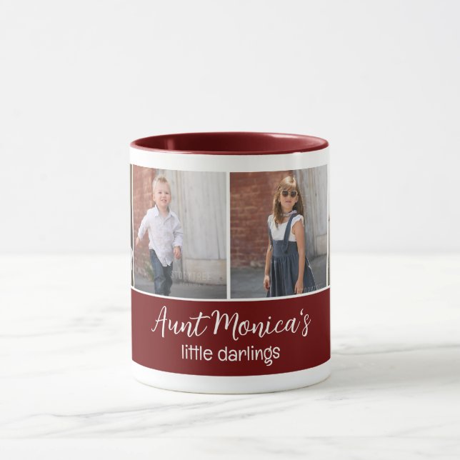 Personalised Aunt's Darlings with 4 Square Photos  Mug (Center)