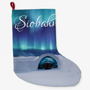 Personalised Aurora Igloo Large Christmas Stocking