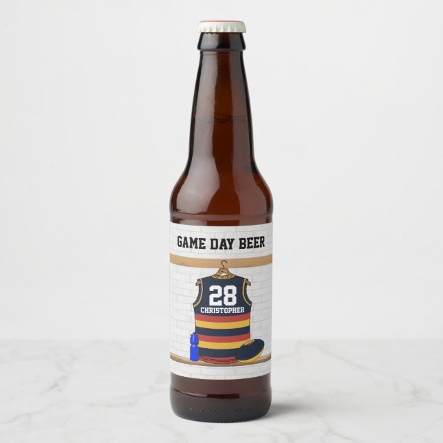 Personalised Aussie Rules Football Jersey BRY Beer Bottle Label (Front)